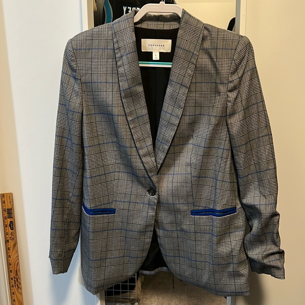 Blue/Black plaid Popsugar blazer, size large